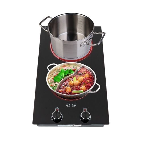 110V Electric Double Induction Cooktop 2-Burner, Touch Control with Child Lock, 1200W+900W