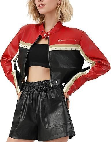 Lot of (24) Women's Faux Leather Cropped Jacket