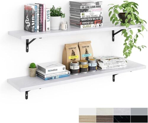 Kaboon 45" x 10" Floating Shelves, Faux Marble, 2 Pack