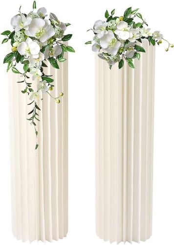 Cream White Cardboard Cylinder Stands, 2 pc