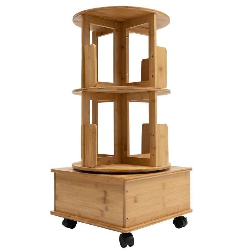360° Rotating End Table with Drawers