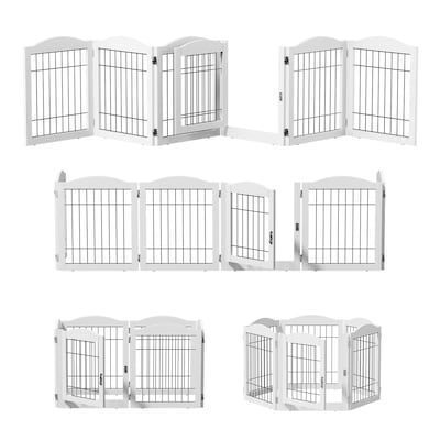 VINGLI 6 Panel 24-H Freestanding Dog Gate with Door