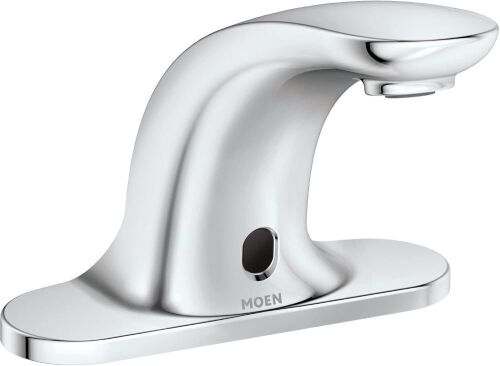 Moen M-Power Chrome Commercial Touchless 4-Inch Centerset Hands-Free Battery Powered Sensor-Operated Bathroom Faucet, CA8301