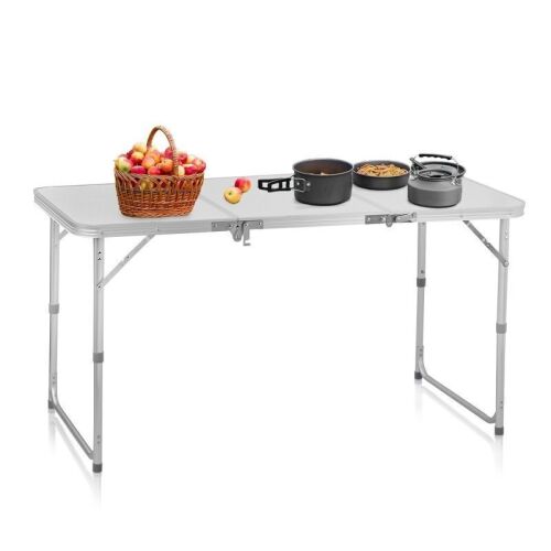 4FT Portable Aluminum Folding Table with Adjustable Height