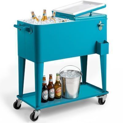 80 qt. Turquoise Patio Cooler Cart