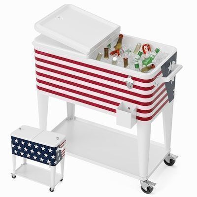 VINGLI 80 Quart Rolling Ice Chest with Shelf