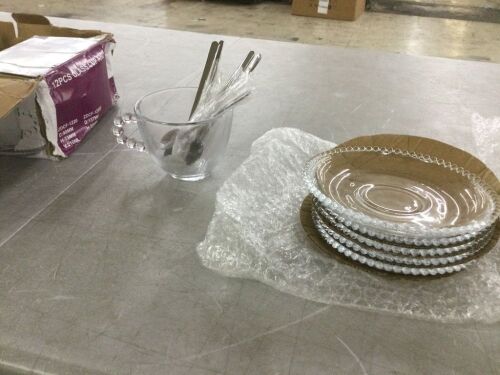 (5) Glass Saucers & (6) Teacups
