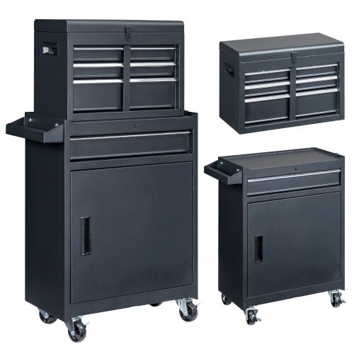 4-Drawer 2-IN-1 Rolling Tool Chest Storage Cabinet