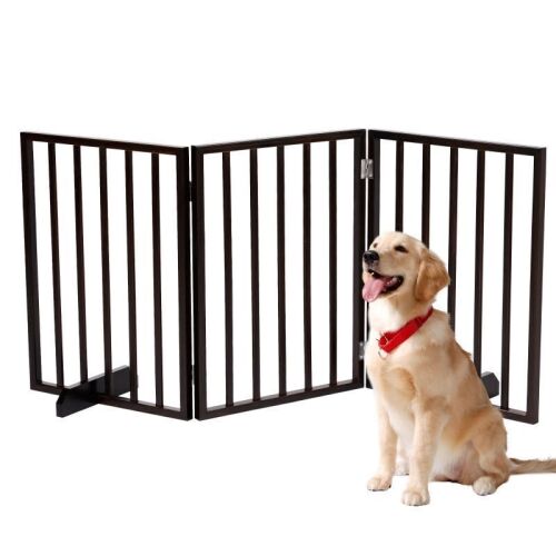 24" H Solid Hardwood Freestanding Dog Gate, 3 Panels