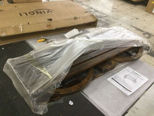 55" Outdoor Bench with Rustic Wooden Wheel