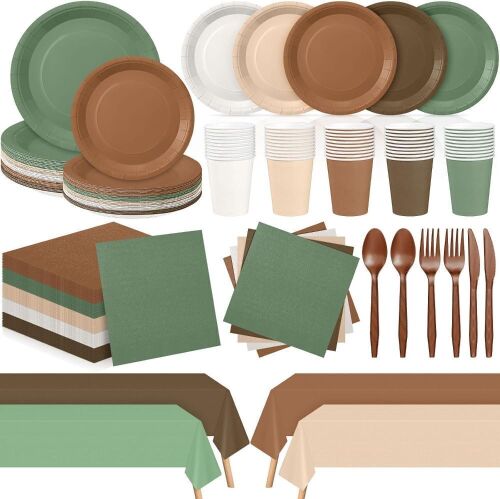 Woodland Plates and Napkins Set Serves 50 Guests