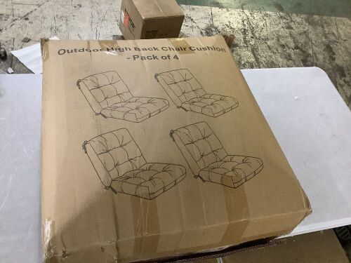 Yellow Outdoor High Back Chair Cushions, 4 Pack