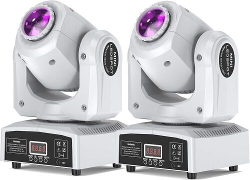 U'King Moving Head DJ Lights 8 Color 8 GOBO Stage Lighting LED Spotlight by DMX and Sound Activated Control, 2 Pack