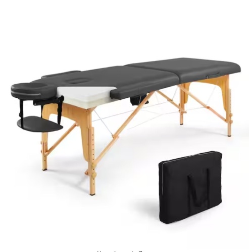 Caphaus 84 in. Black Memory Foam Massage Table with Foldable Legs