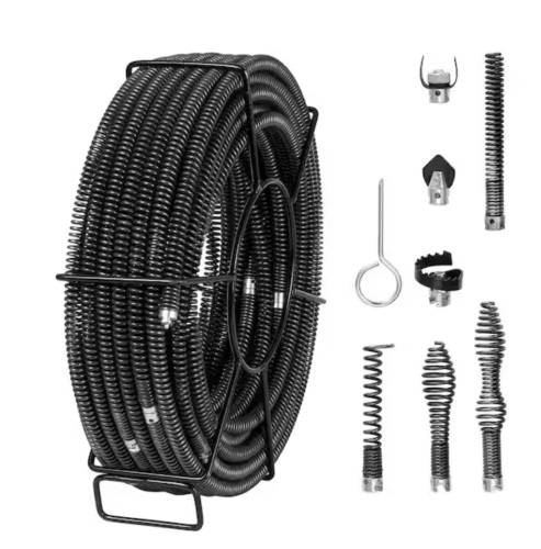Vevor Drain Cleaning Cable 100 ft. x 5/8 in. Sewer Drain Auger Cable Hollow Core with 7 Cutters for 0.8 in. to 3.9 in. Pipe