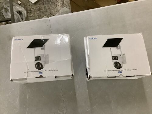 Lot of (2) Solar Powered Dual View PTZ Linkage Camera
