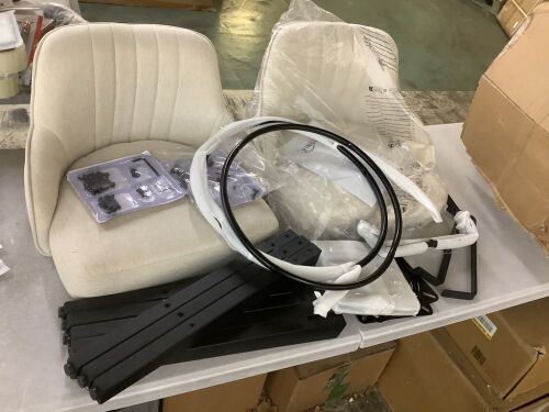 VINGLI 2-Pcs 26-H Swivel Barstools with Linen Fabric