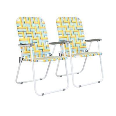 VINGLI Classic 2 Pack Yellow Metal Lawn Chair