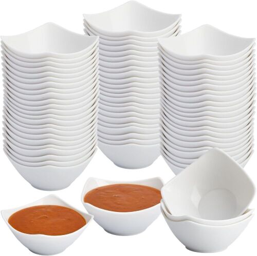 Lot of (2) Square Plastic Dipping Bowls 3 oz, 50pc