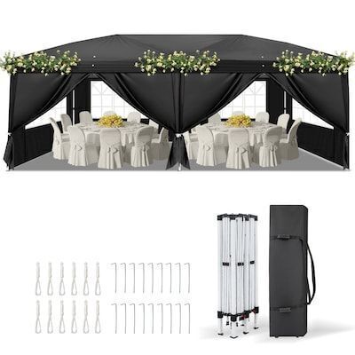 VINGLI 10x20 FT Pop Up Canopy Tent with 6 Sidewalls and Carry Bag