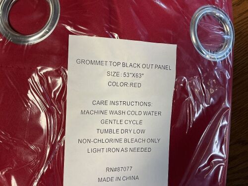 Grommet Top Blackout Curtains, Red, 53x63, Lot Of 8
