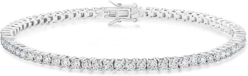 KRKC Tennis Bracelet for Women 14K White Gold Plated