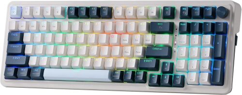 Redragon K686 PRO 98 Keys Wireless Gasket RGB Gaming Keyboard, 3-Mode Win/Mac Mechanical Keyboard w/5-Layer Noise Dampening, Dedicated Knob Control & Hot-Swap in Linear Red Switch, Blue Himmel Color