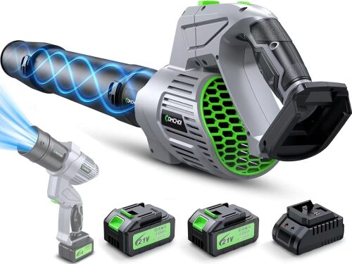 Electric Leaf Blower Cordless, 900,000 RPM, 2 x 4.0Ah Batteries & Charger, Handheld Leaf Blowers for Lawn Care, 5 Speed Mode