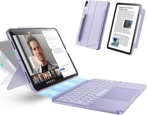 ESR for iPad Air 11 Inch Case with Keyboard M4/M3/M2 (2026/2025/2024) & Air 5th/4th Gen Shift Keyboard Case, Magnetic Detachable Keyboard, Portrait/Landscape Modes, Click-Anywhere Trackpad, Purple