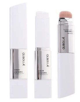 OLIBOLLA 2-in-1 Color-Changing Foundation Stick with Built-in Brush - Cosmetic Beauty Product, Lightweight Hydrating Seamless Base Makeup, Long-Lasting Waterproof, Smooth Blendable Full-Coverage Matte Finish & Natural Look Concealer