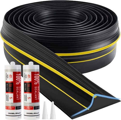 Universal Garage Door Threshold Seal Strip 20FT Kit, Bottom Waterproof Rubber Weather Stripping Replacement