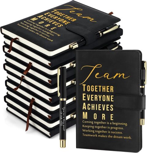 20 Pcs/10 Sets Employee Appreciation Gift Bulk A5 Leather Notebook Inspirational Journal Pen Thank You Gift for Men Women Coworker Teacher Office Back to School