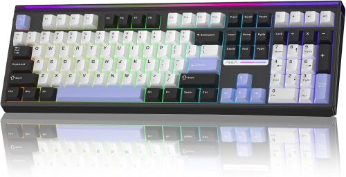 Wireless Mechanical Keyboard, Hot Swappable Silent Keyboard, Full Size Keyboard with Number Pad, Gasket Structure, RGB Backlit Computer Gaming Keyboard with PBT Keycaps for PC/Office