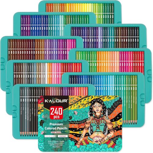 Professional Colored Pencils, Set of 240 Colors, Artists Soft Core with Vibrant Color, Ideal for Drawing Sketching Shading, Coloring Pencils for Adults Artists Beginners