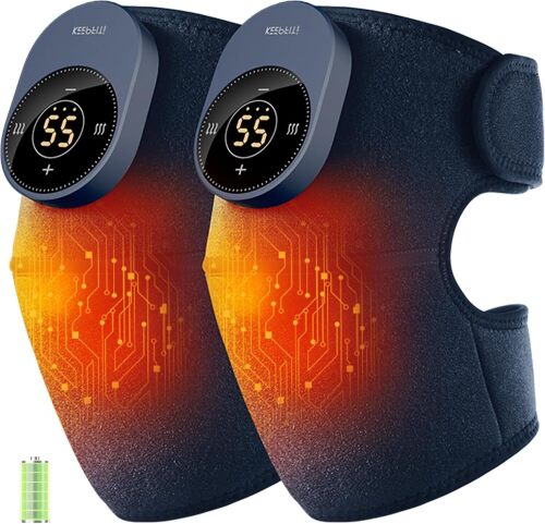Cordless Knee Massager with Heat Vibration for Pain Relief MAXwarm 3.0[2026 Upgraded]-Electric Heated Knee Brace with 3 Heat Levels and 3 Massage Mode, for Men Women