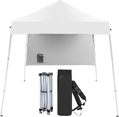 VINGLI 6x6 ft Pop Up Canopy Tent, Outdoor Small Gazebo with Backpack, Patio Slant Leg with 1 Sidewall, Portable Easy Up