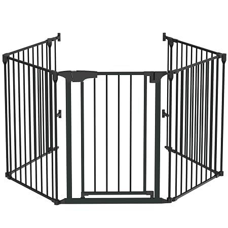 Bonnlo 120 Inch Metal Fireplace Fence Guard 5-Panel Baby Safety