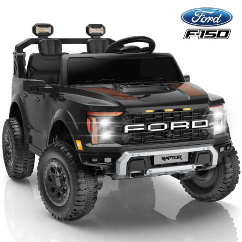 Ford F150 Raptor 24v 2 Seater Ride on Car for Kids, 4 Wheeler Electric Cars for Kids w/Remote Control, Toddler Ride on Toys w/ LED Lights, Bluetooth, Soft Start for Kids Girls Boys Ages 3-8, Black