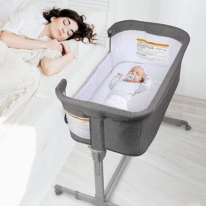 3in1 Bedside Crib for Girl or Boy, Bedside Sleeper for Baby Portable and Adjustable Crib with Mosquito net for Newborn Baby