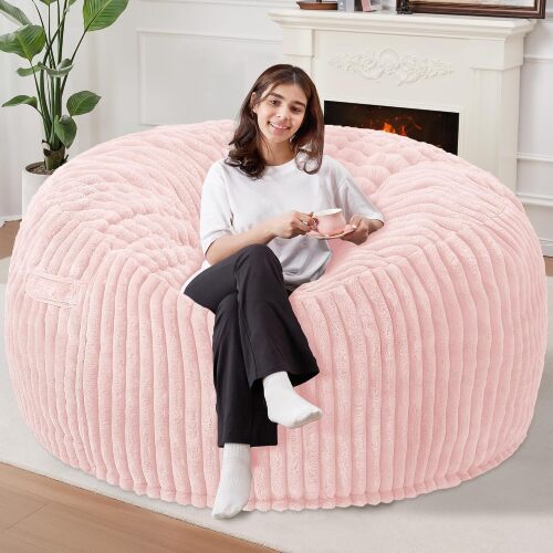 6 FT Bean Bag Chair,6' Big Bean Bag,Giant Bean Bag Chairs for Adults with Memory Foam Filled,Comfy Large Beanbag Chairs Soft Bean Bag Sofa with Dutch Corded Plush Cover