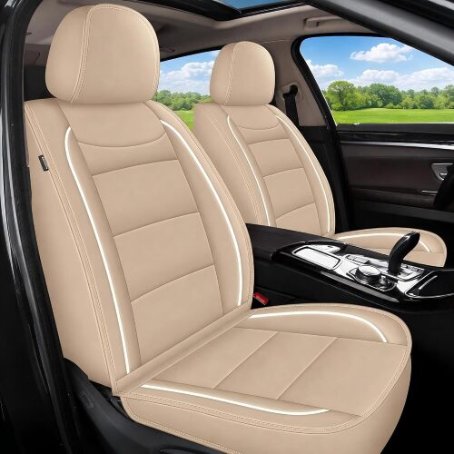YORKNEIC Seat Covers, Waterproof Leather Car Seat Covers Full Set