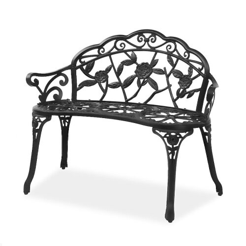 Winado Aluminum Bench 38.5-in W x 31-in H Black Aluminum Garden Bench