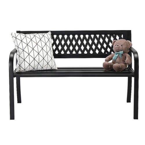 47-in W Weather Resistant Garden Patio Bench with PVC Mesh Backrest Slatted Seat