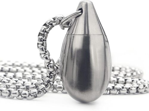 Pill Holder Necklace Nitro Pill Case Titanium Pill Container Necklace for Men Women Gifts Stocking Stuffers Waterproof Pill Holder Emergency Aspirin Small Pill Box W/Chain Tiny Fob