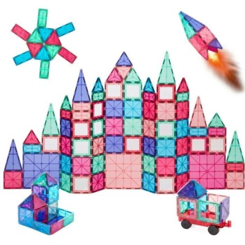 110-Piece Kids Magnetic Tiles Set, Educational Building STEM Toy w/ Case