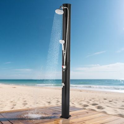 VINGLI 7.2FT 10 Gallon Solar Heated Outdoor Shower 2-Section Shower with Shower Head and Foot Tap