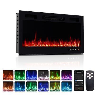 ROVSUN 36-in W 2-in-1 Ultra-Thin Wall Mounted and Recessed Fireplace WiFi Remote Control and Touch Screen 1500W