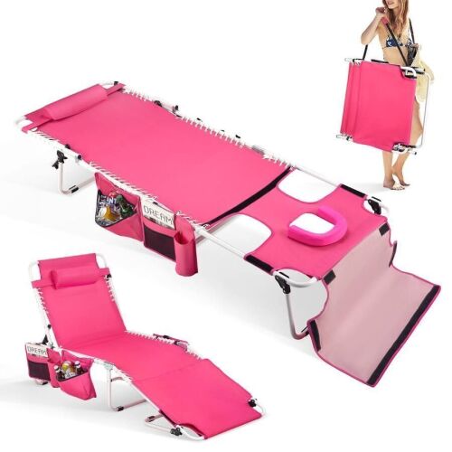 Foldable Tanning Chair with Face Hole, Carrying Bag