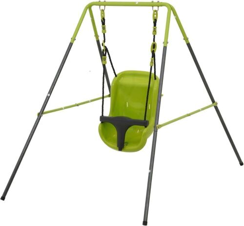 Indoor Outdoor Baby Swing with Adjustable Speed & Timer, 5-Point Safety Harness