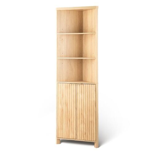 5-Tier Freestanding Cabinet Storage with Fluted Doors